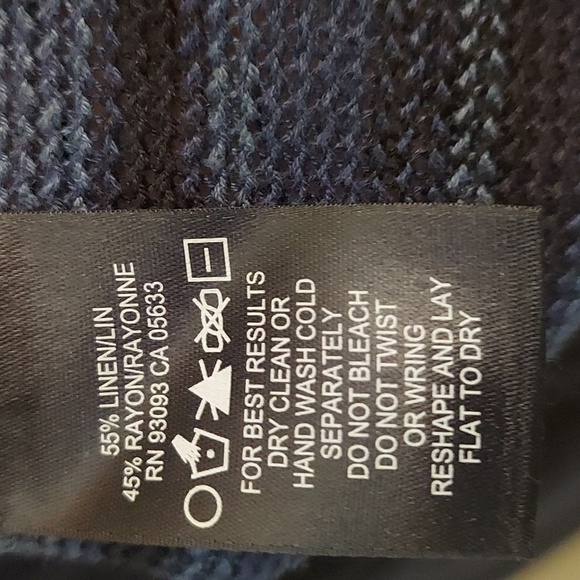 NIC+ZOE Navy Striped Boatneck Pullover Fringed Linen Sweater - Picture 11 of 11